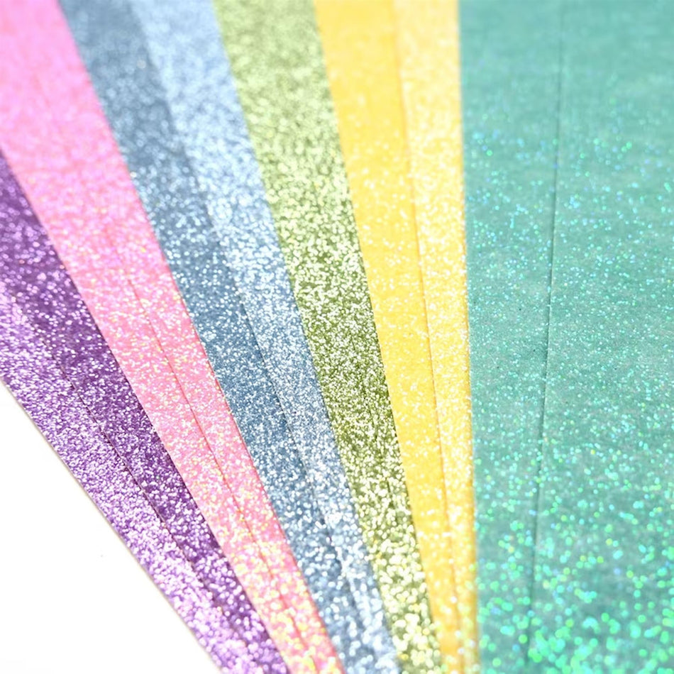 Double Sided Rainbow Pastles Glitter Bumper Pack Card - A4, Pack of 12