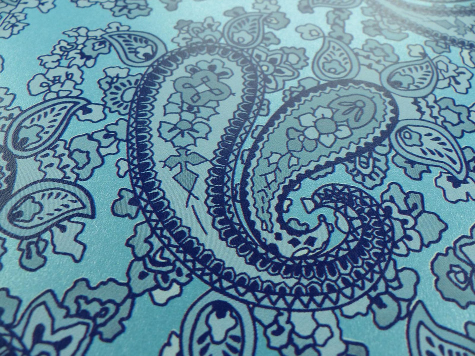 Turquoise Backed Blue Paisley Paper Guitar Body Decal - 420x295mm