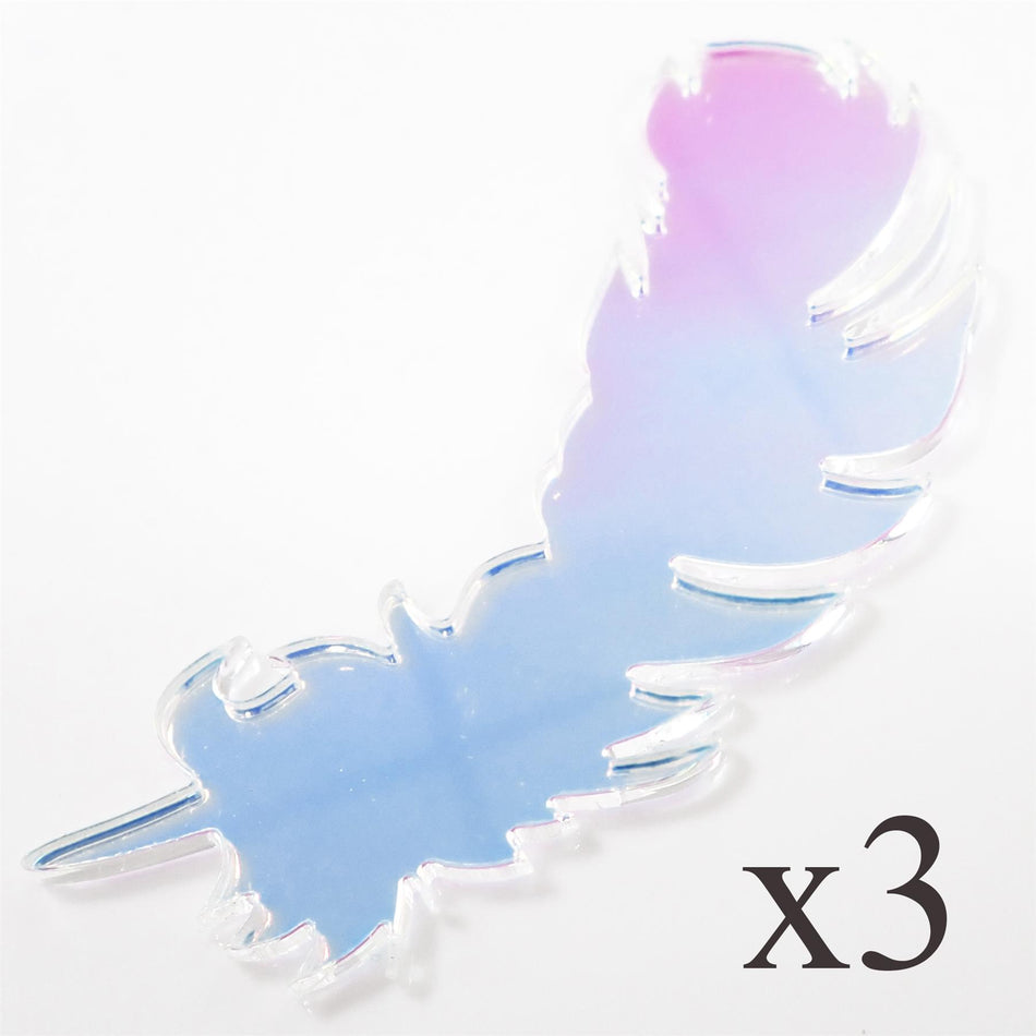 Clear Rainbow Celluloid Laminate Acrylic Feather Decorations, 100mm (Style 5) (Pack of 3)