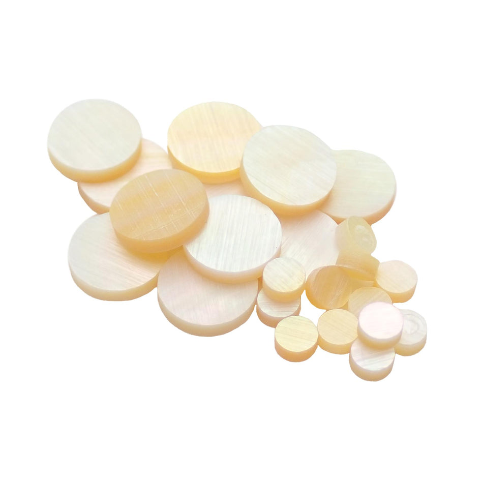 Gold Mother of Pearl Dot Guitar Fretmarker Inlay Set - 12Pcs 7mm & 12Pcs 3mm, Pack of 24, Circle