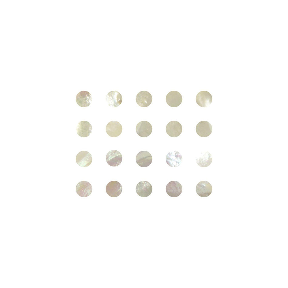 White Mother of Pearl Dot Inlays - 11mm, Pack of 20, Circle
