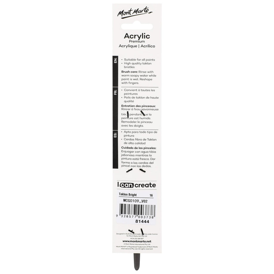 MCG0109 Acrylic Artist Brush Taklon Bright Short - 16