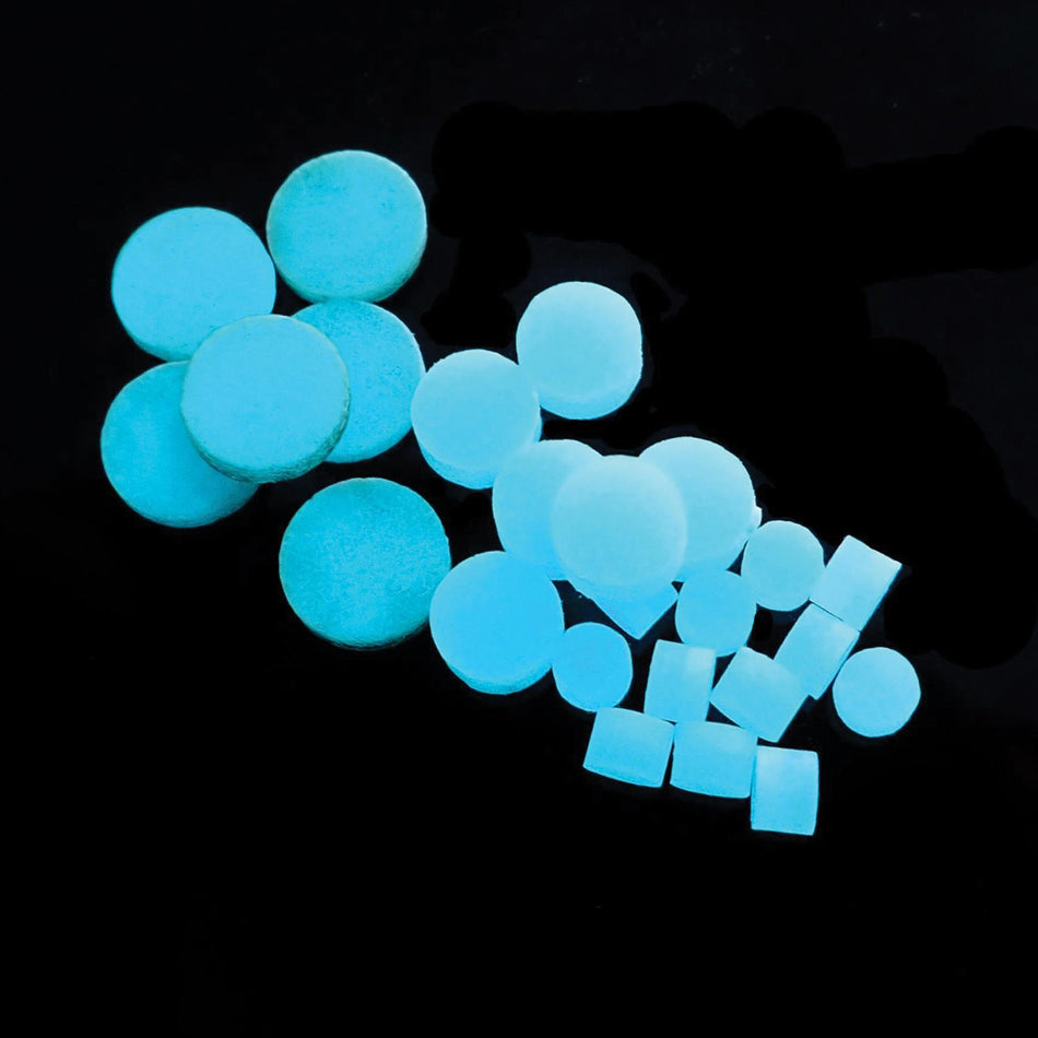 Glow Blue Luminescent Dot Guitar Fretmarker Inlay Set - 6Pcs 6mm & 6Pcs 5mm & 12Pcs 2mm, Pack of 24, Circle
