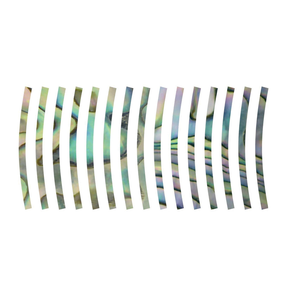 Green Abalone Curved Guitar Purfling - 25.4x1.6mm, 120mm Inside Diameter, Pack of 15