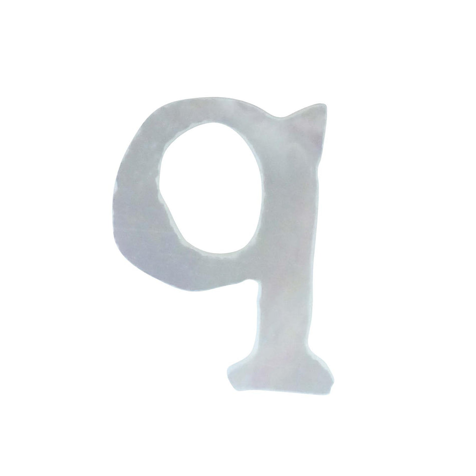 White Mother of Pearl Level 14 Druid Letter Inlay Lower Case Q - ~15mm, Lower Case Q
