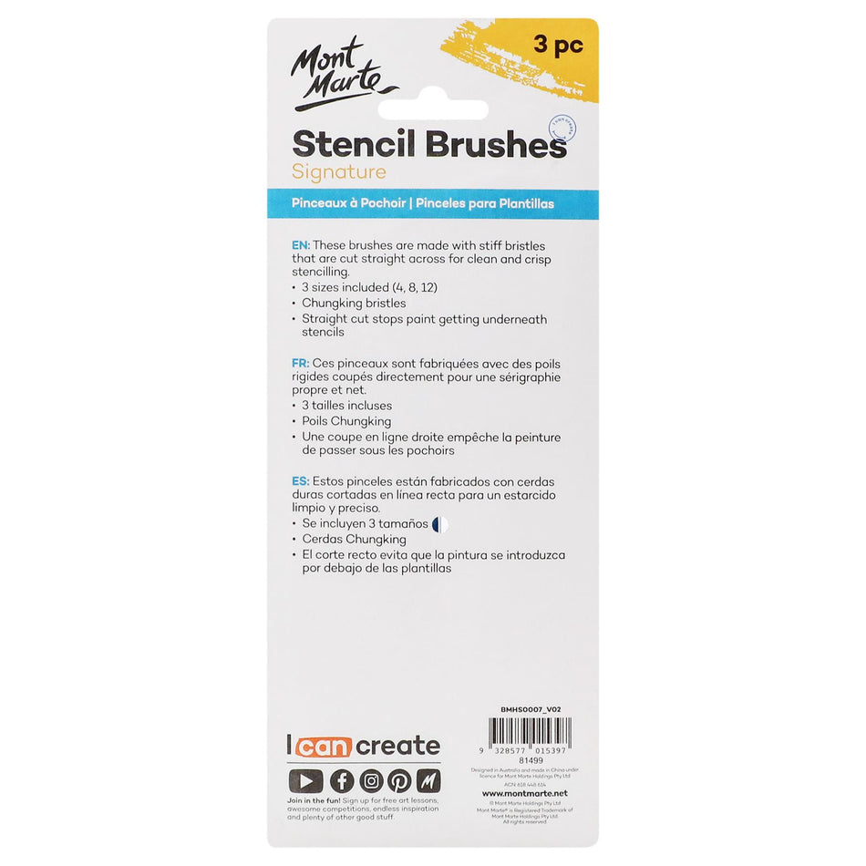 BMHS0007 Stencil Brush Set 3Pc 12/8/4 - 12,8,4, Set of 3
