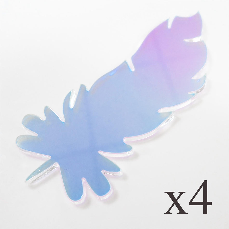 Clear Rainbow Celluloid Laminate Acrylic Feather Decorations, 100mm (Style 7) (Pack of 4)