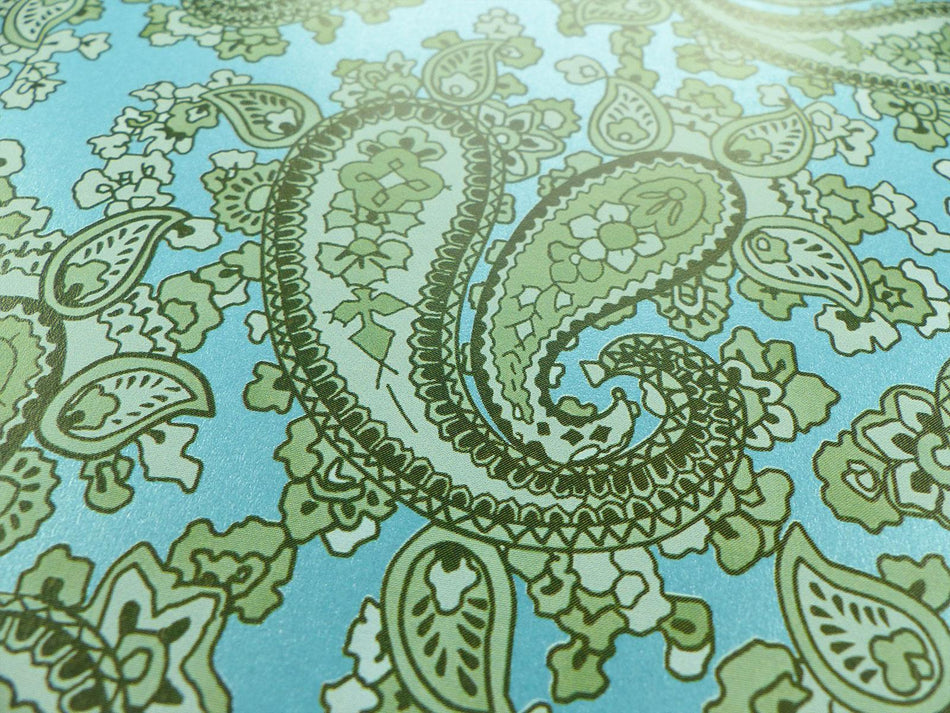 Turquoise Backed Racing Green Paisley Paper Guitar Body Decal - 420x295mm