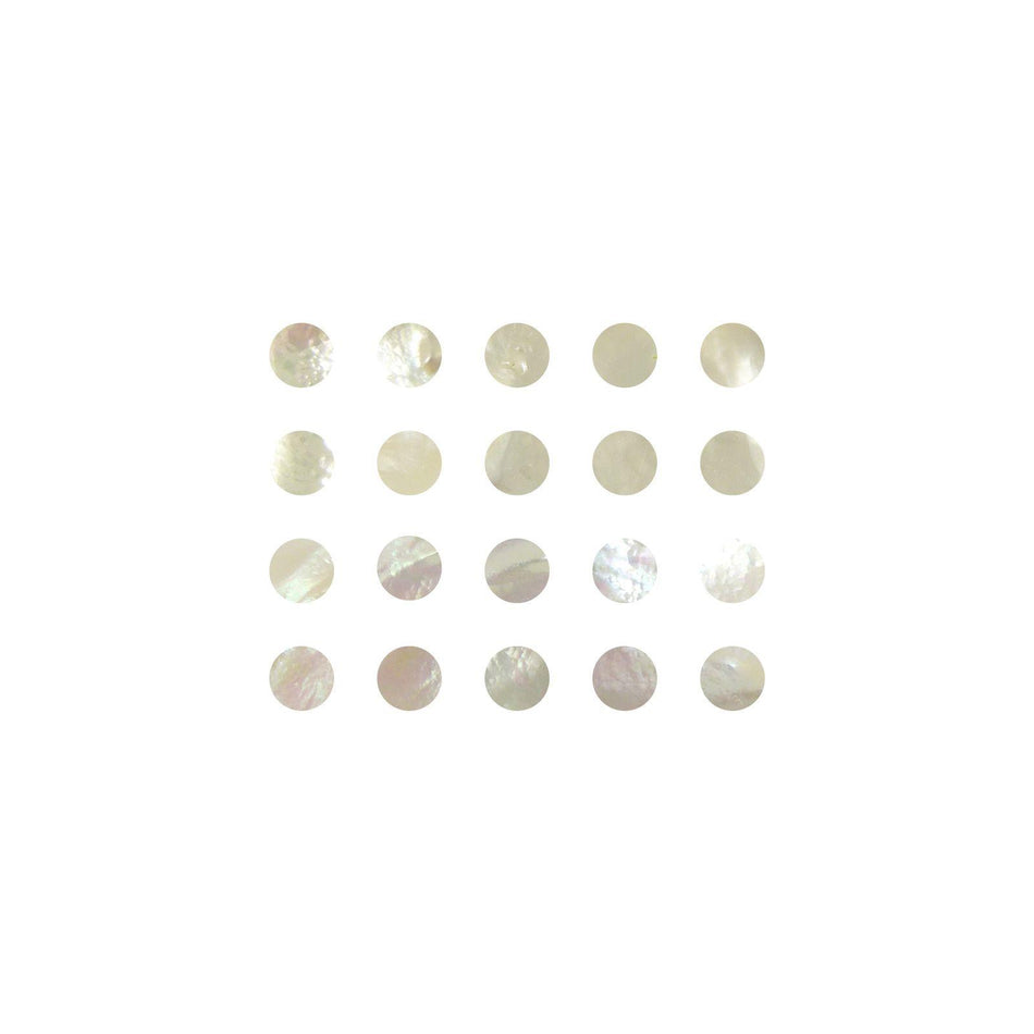 White Mother of Pearl Dot Inlays - 12mm, Pack of 20, Circle