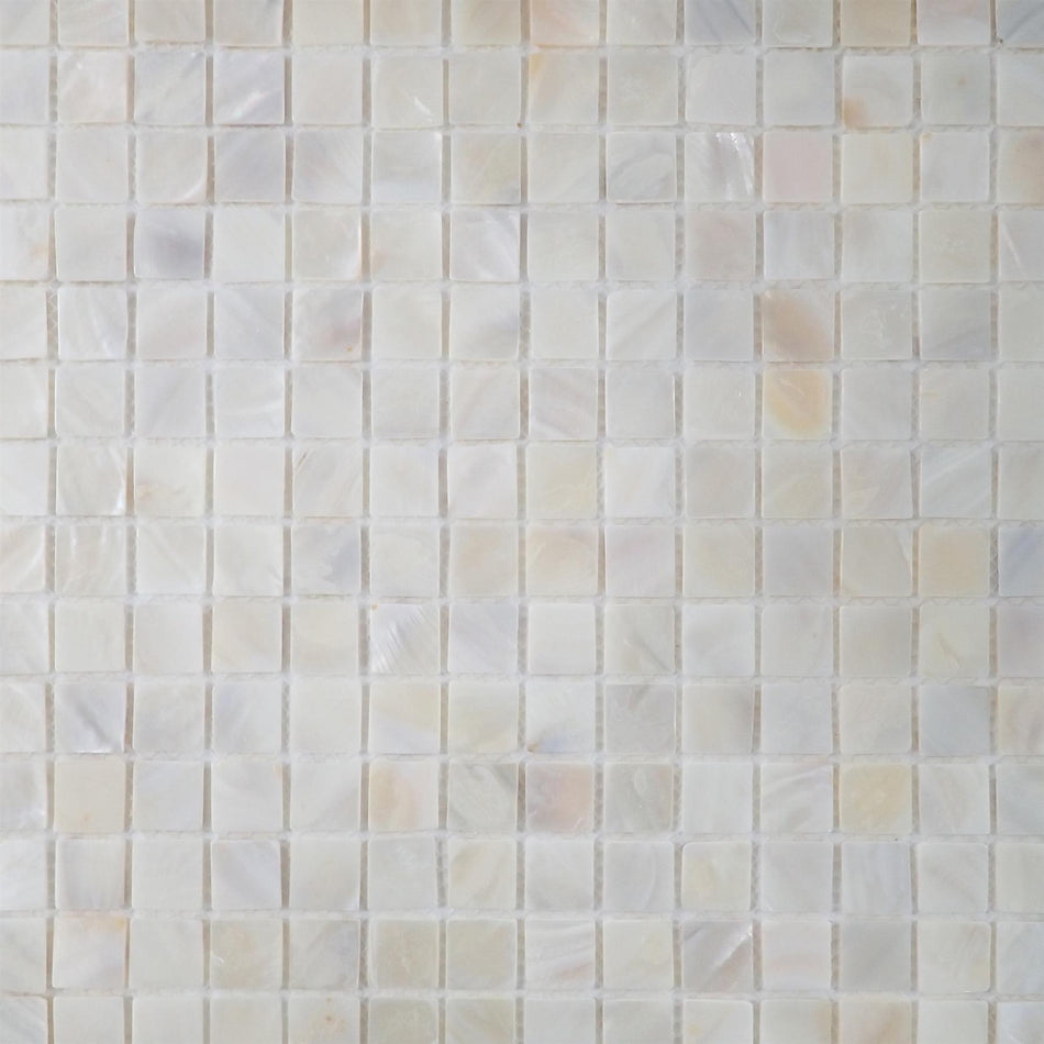 White Mother of Pearl Square Mosaic Tile - 305x305mm, Mesh Backing