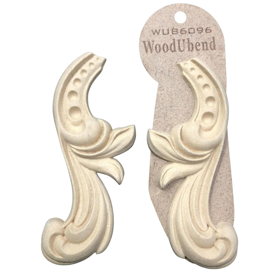 [WoodUBend] WUB6096 Scroll Pair Applique/Moulding - 145x60mm