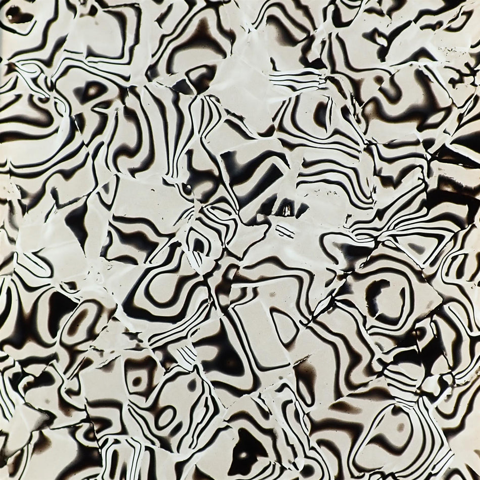 Black and White Tiger Shell Celluloid Laminate Acrylic Sheet - 300x200x3mm