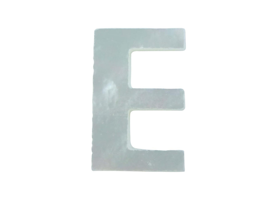 White Mother of Pearl Erte Letter Inlay Upper Case E - ~15mm, Upper Case E