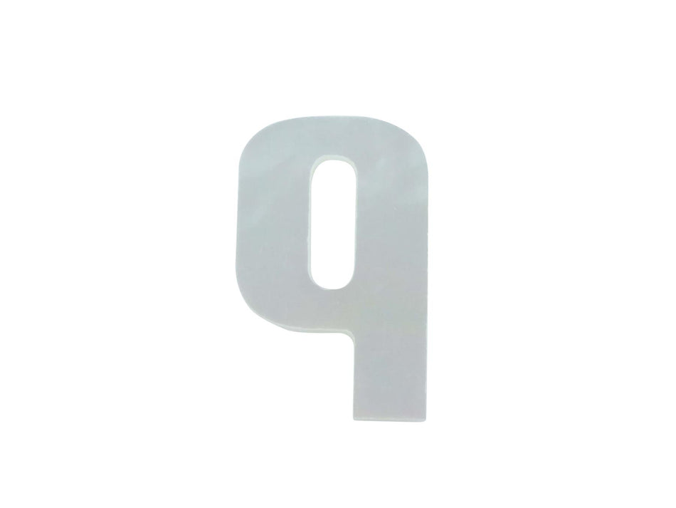 White Mother of Pearl Erte Letter Inlay Lower Case Q - ~15mm, Lower Case Q