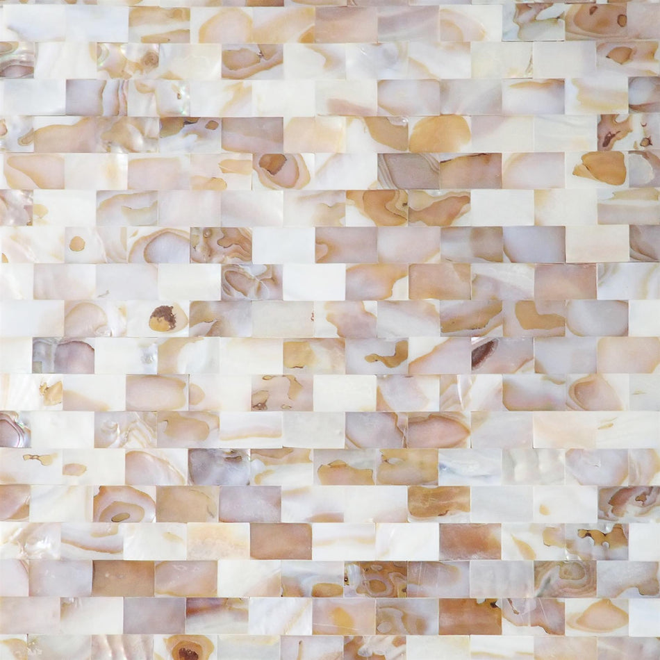Natural Mother of Pearl Brick Gapless Mosaic Tile - 288x300mm, Mesh Backing