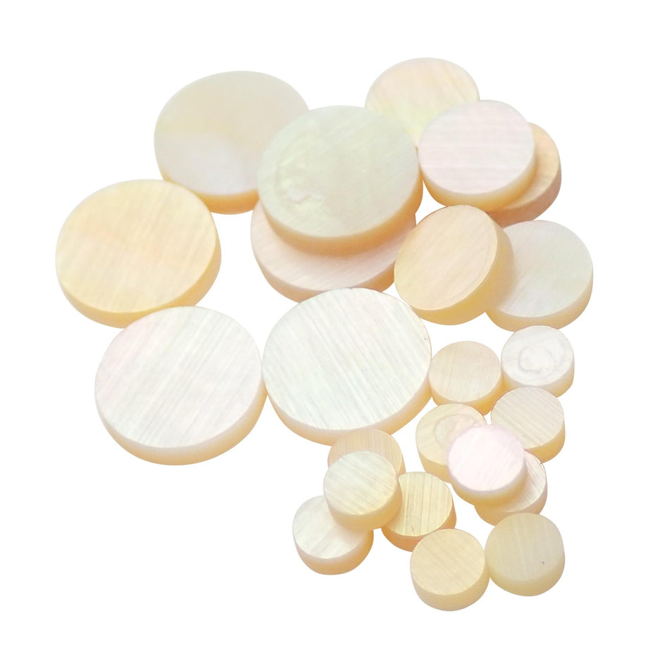 Gold Mother of Pearl Dot Guitar Fretmarker Inlay Set - 6Pcs 7mm & 6Pcs 5mm & 12Pcs 3mm, Pack of 24, Circle