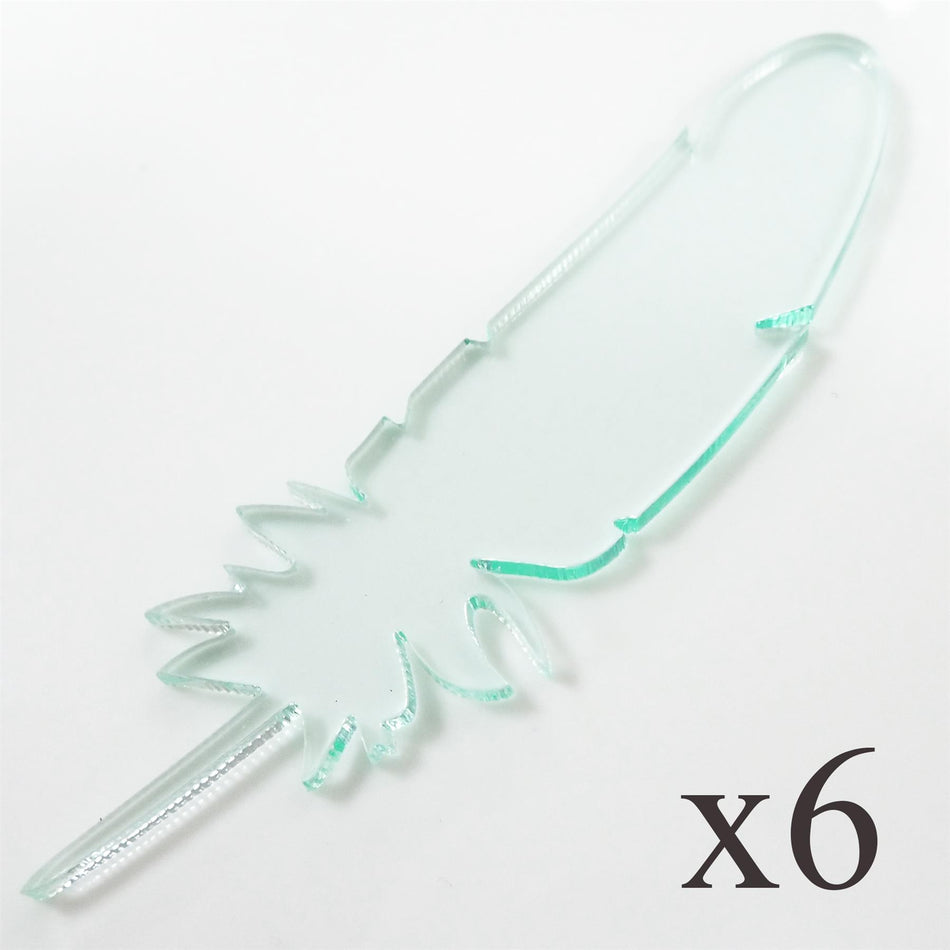 Glass Look Cast Acrylic Feather Decorations, 100mm (Style 10) (Pack of 6)