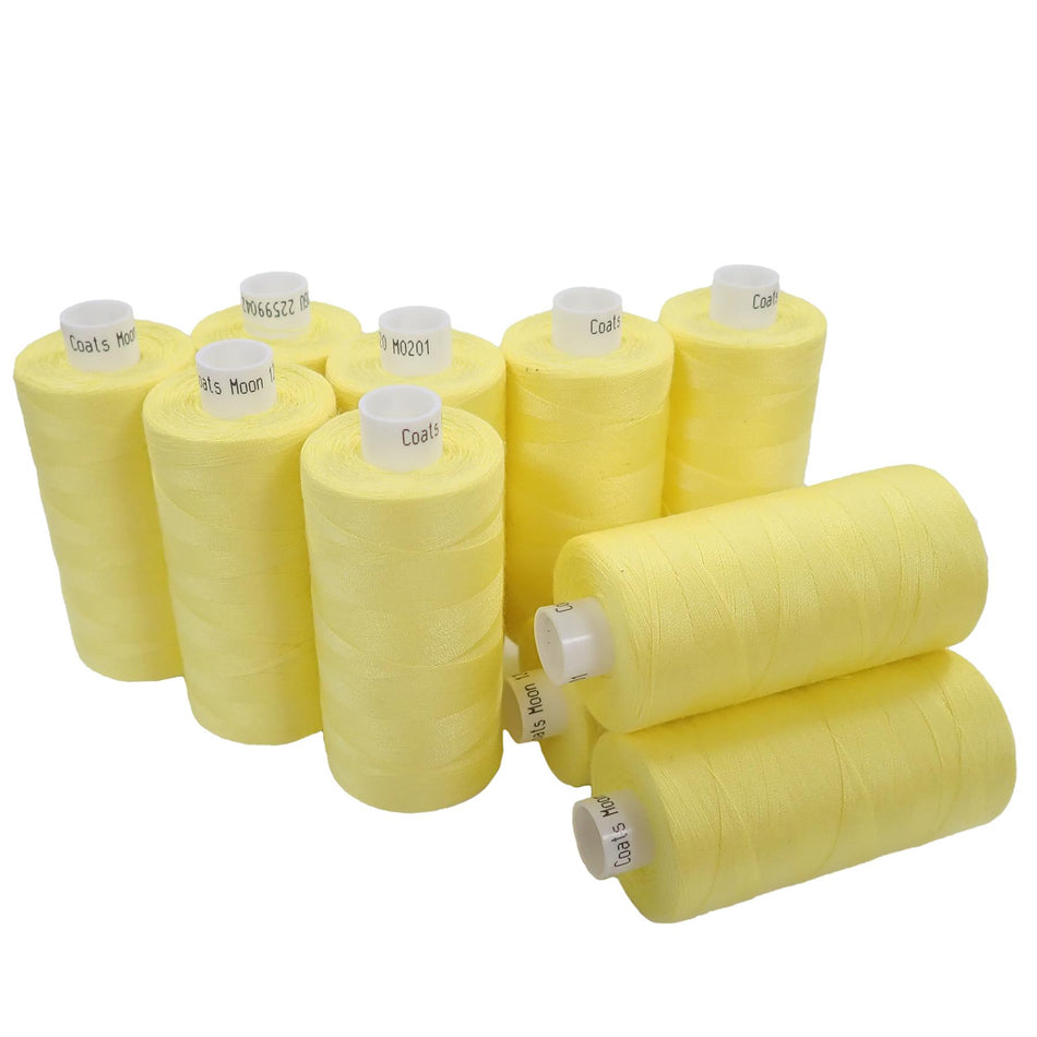 M020110 Yellow Spun Polyester Sewing Thread - 1000M, Pack of 10