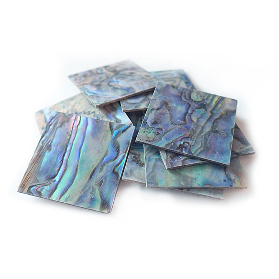 Paua Abalone 3-Ply Inlay Blank - 25x25x1mm, Pack of 12