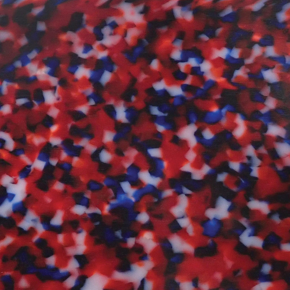 Red, White and Blue Calico Cellulose Acetate Sheet, 4mm Thick