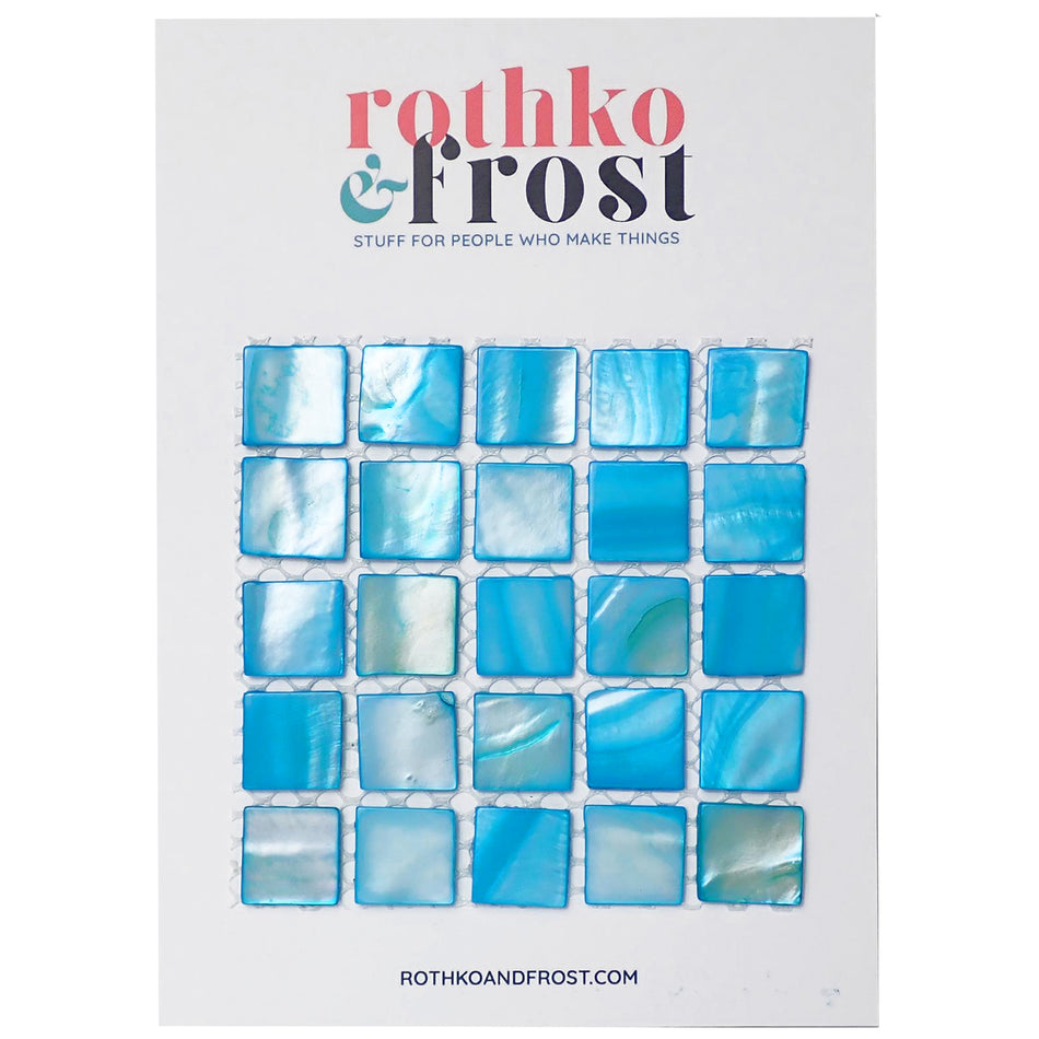 Light Blue Mother of Pearl Square Mosaic Tile - 300x300x2mm, Mesh Backing