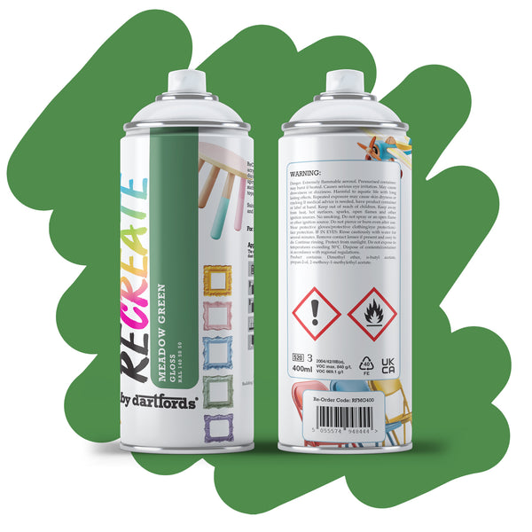 Recreate Meadow Green Gloss Interior/Exterior Spray Paint For Wood, Metal and Plastic - 400ml Aerosol