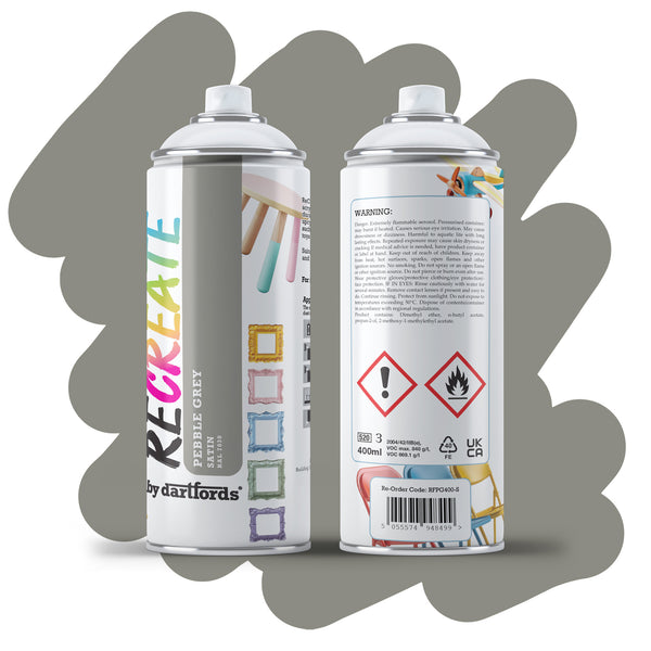 Recreate Pebble Grey Satin Interior/Exterior Spray Paint For Wood, Metal and Plastic - 400ml Aerosol
