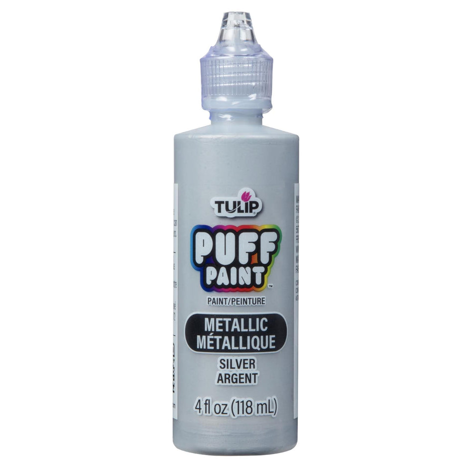 Puffy Metallic Silver Dimensional Fabric Paint - 4oz