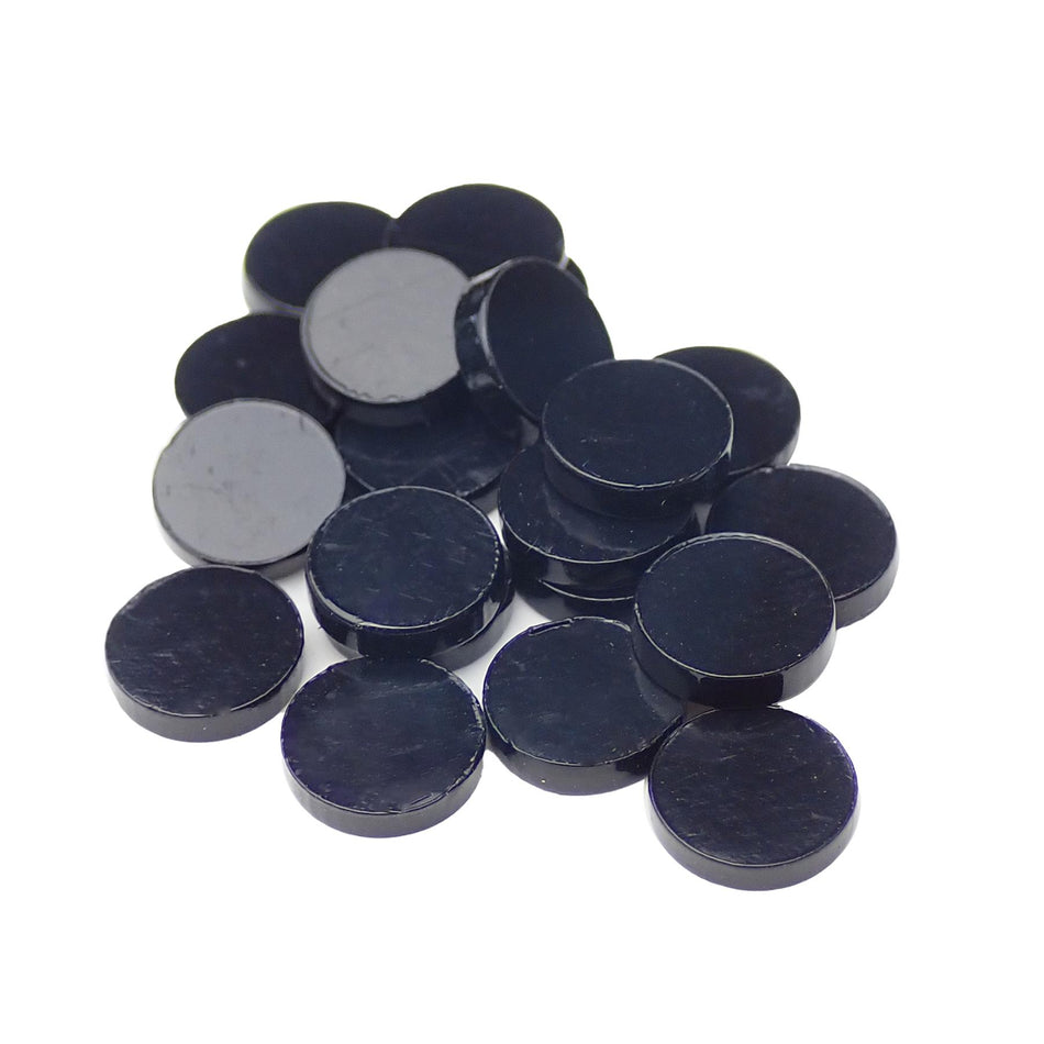 Black Plain CAB Dot Inlays - 7mm, Pack of 20, Circle