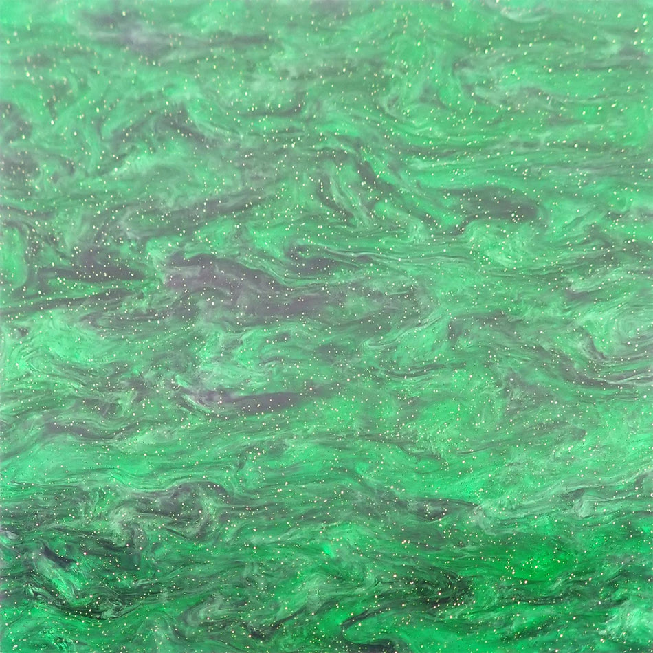 Green/Purple Glittering Smoky Cast Acrylic Sheet (3mm thick)