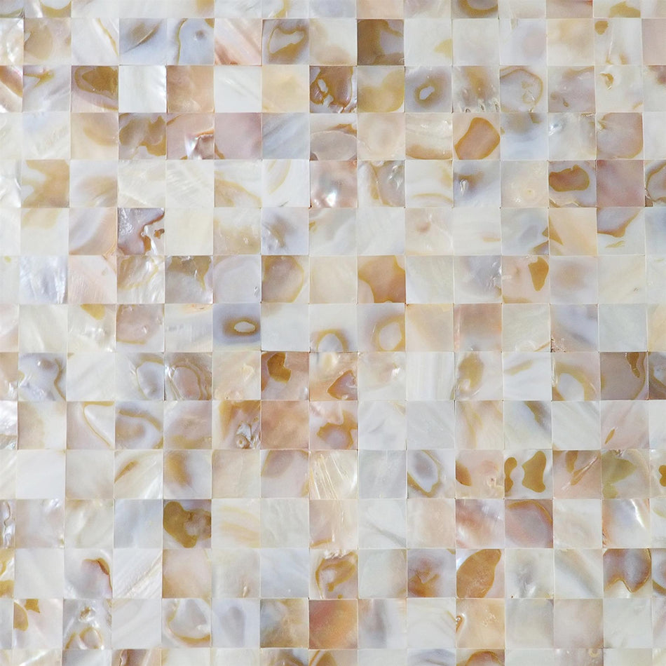 Natural Mother of Pearl Square Gapless Mosaic Tile - 300x300mm, Mesh Backing