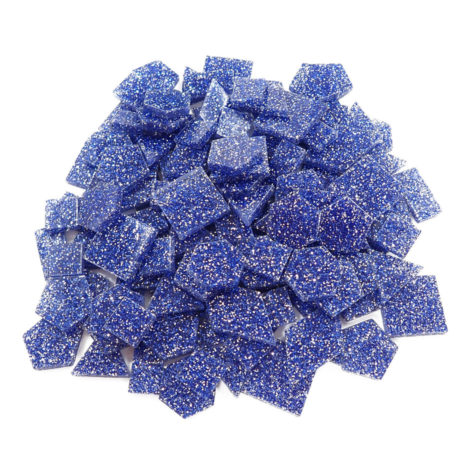 Mixed Midnight Blue Glitter Acrylic Mosaic Tiles, 12-30mm (Pack of 200pcs)