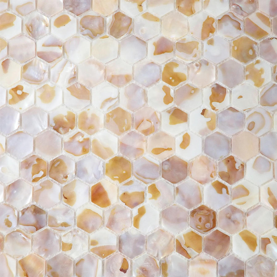 Natural Mother of Pearl Hexagon Mosaic Tile - 285x295mm, Mesh Backing