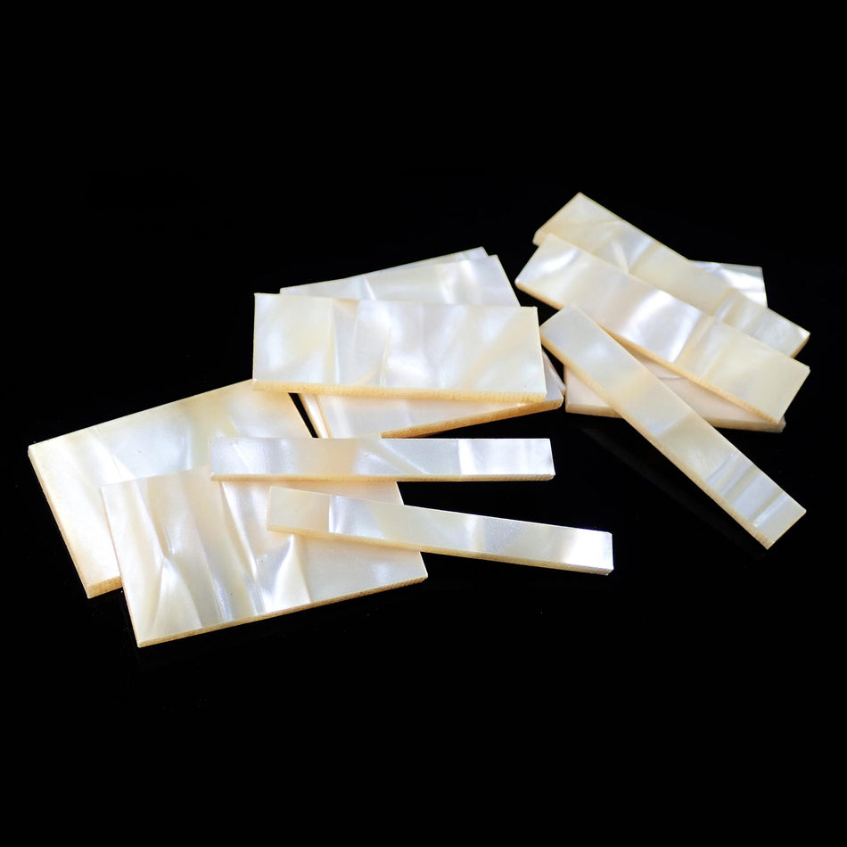 Select Cream Vintage Pearloid Celluloid Block Guitar Fretmarker Inlay Set - Set of 11, Rectangle