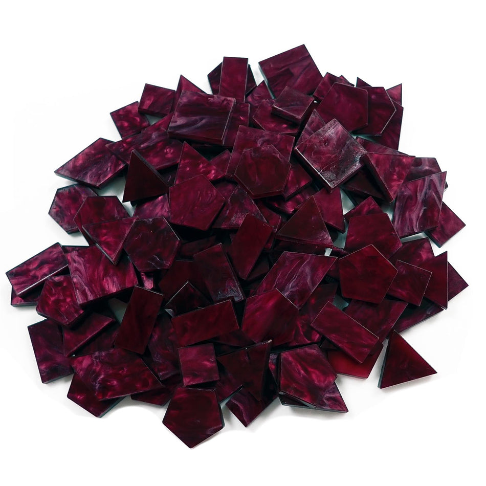 Mixed Wine Red Pearl Acrylic Mosaic Tiles, 12-30mm (Pack of 200pcs)