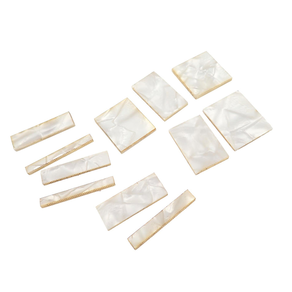 White Pearl Acrylic Block Guitar Fretmarker Inlay Set - Set of 11, Rectangle