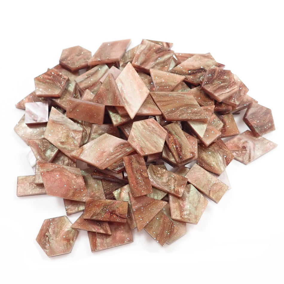 Mixed Brown Glittering Pearl Acrylic Mosaic Tiles, 12-30mm (Pack of 200pcs)