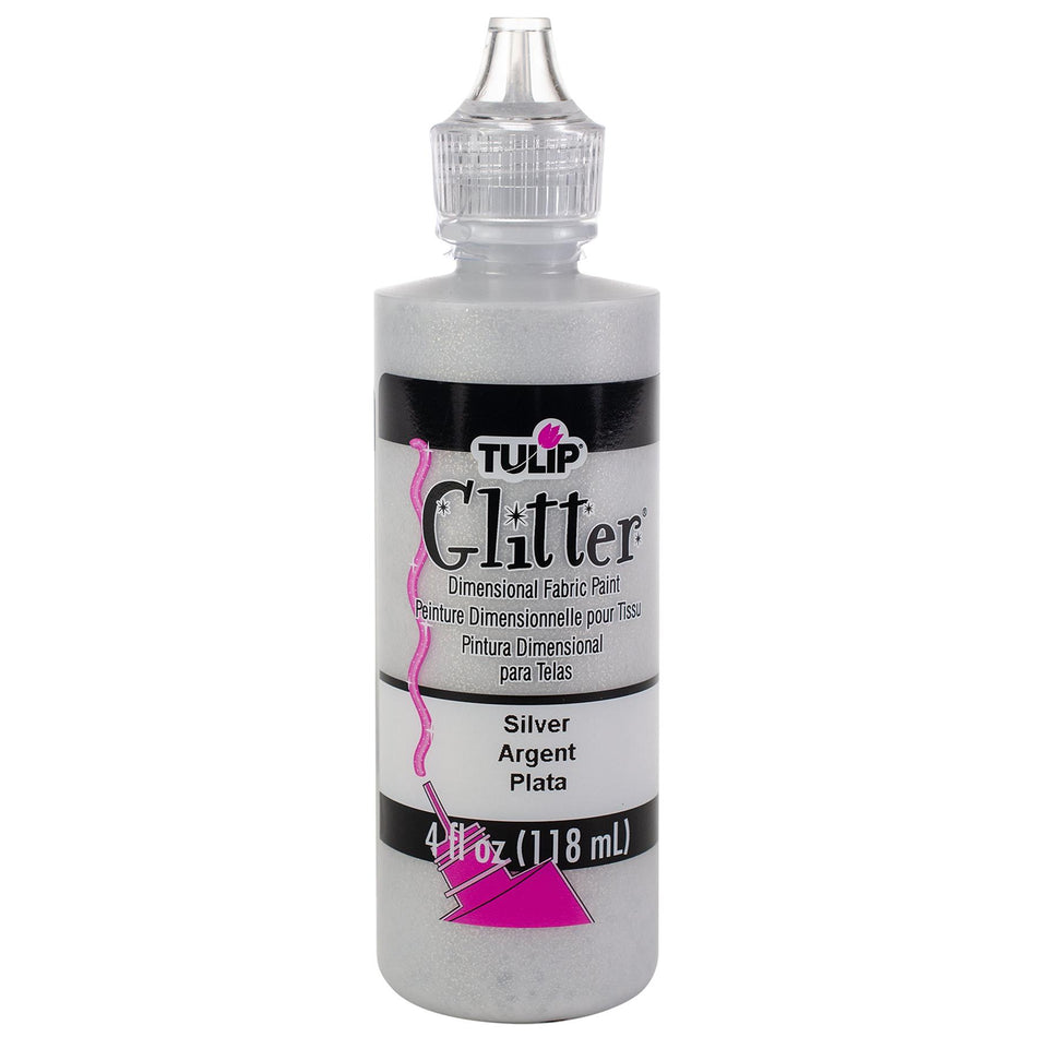 Glitter Silver Dimensional Fabric Paint - 4oz