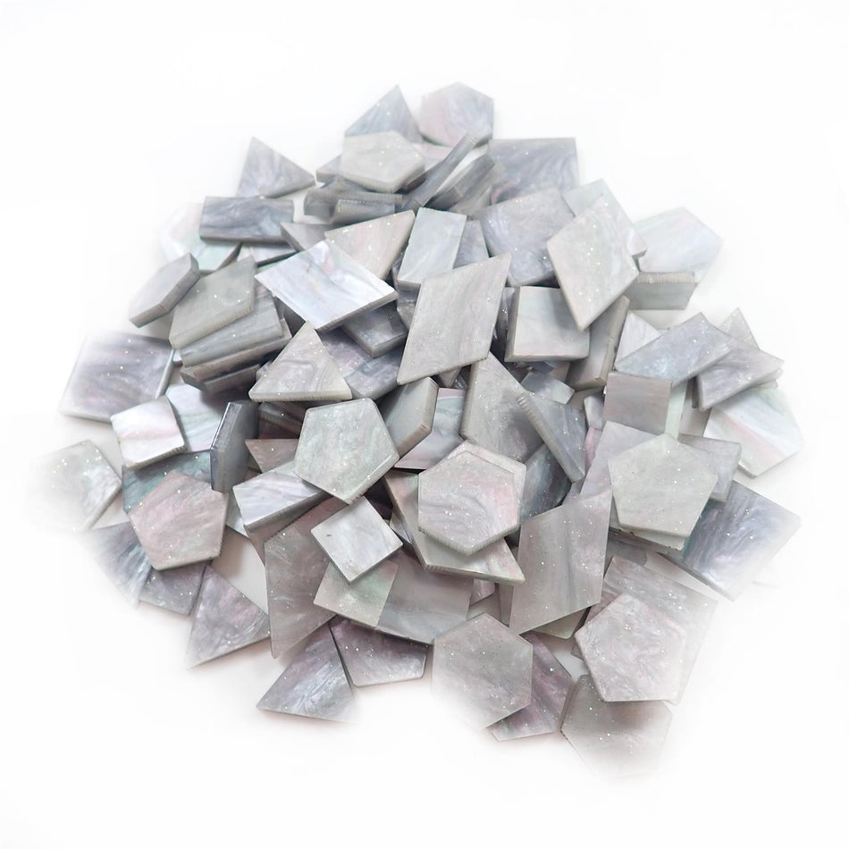 Mixed Light Grey Glittering Pearl Acrylic Mosaic Tiles, 12-30mm (Pack of 200pcs)