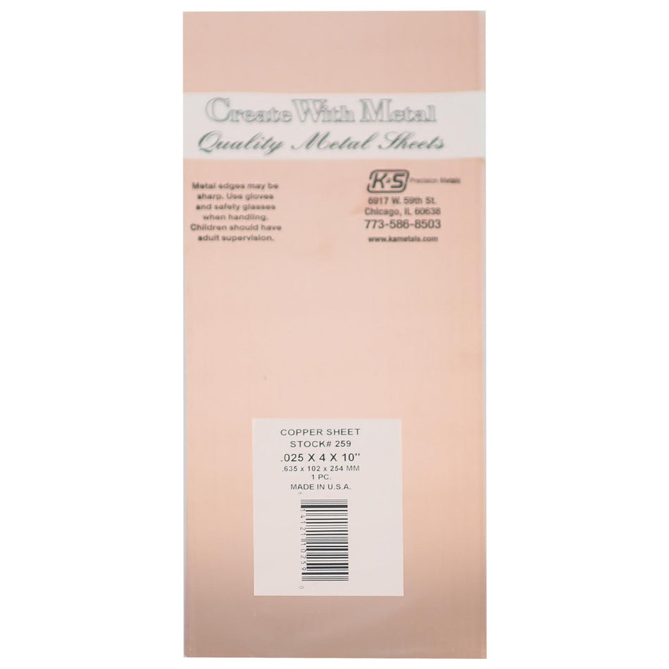 259 Copper Sheet - 4x10", Pack of 3, .025"