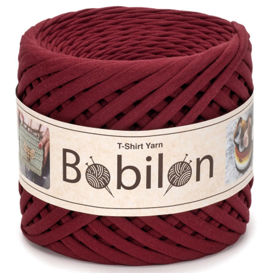 Mini Burgundy Cotton T-Shirt Yarn - 100M, 5-7mm, 220g