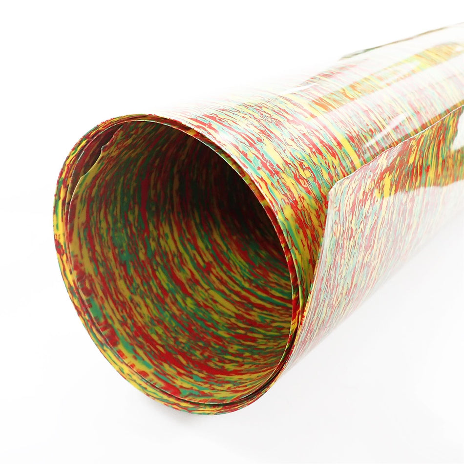 Red and Yellow Striped Celluloid Drum Wrap - 1600x700x0.5mm