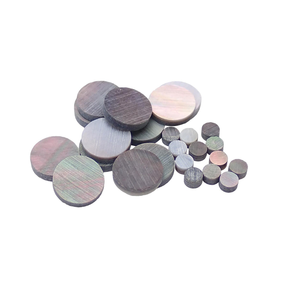 Black Mother of Pearl Dot Guitar Fretmarker Inlay Set - 12Pcs 6.35mm & 12Pcs 2.38mm, Pack of 24, Circle