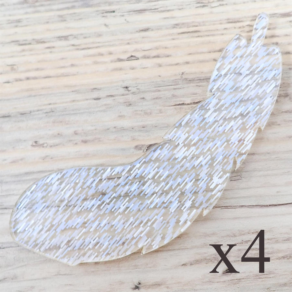 Confetti White Acrylic Feather Decorations, 100mm (Style 4) (Pack of 4)