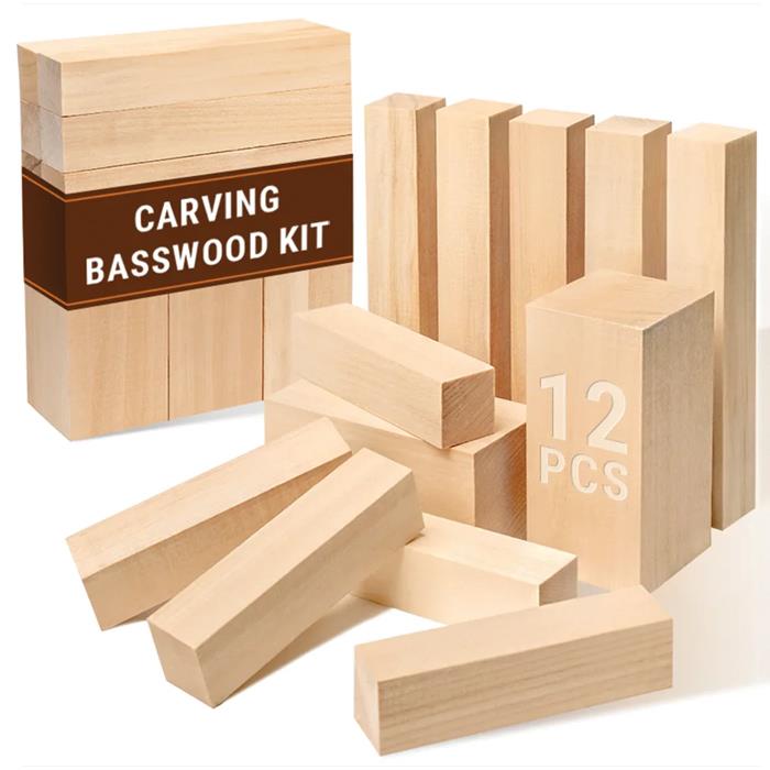 BW12 Wood Carving Blocks Set 12Pcs. Linden/Basswood