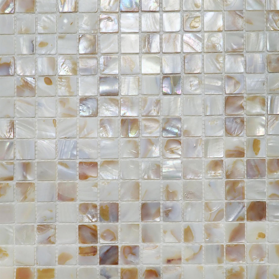 Natural Mother of Pearl Square Mosaic Tile - 305x305mm, Mesh Backing