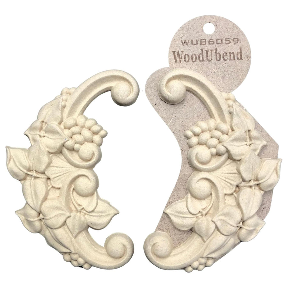 [WoodUBend] WUB6059 Scroll Pair Applique/Moulding - 100x148mm