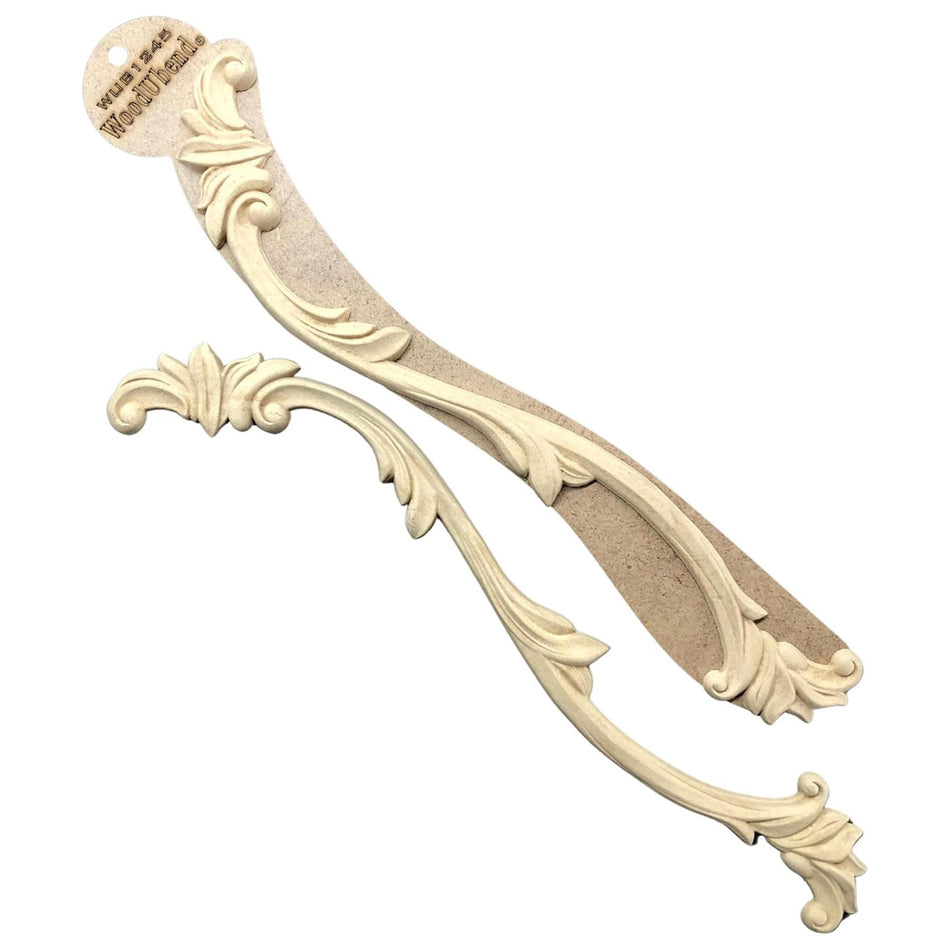 [WoodUBend] WUB1245 Floral Pair Applique/Moulding - 370x72mm