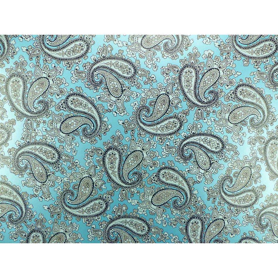 Turquoise Backed Black and White Paisley Paper Guitar Body Decal - 420x295mm