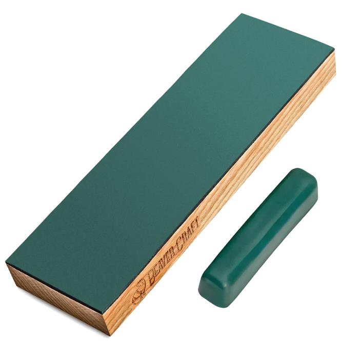 LS4P1 One-Side Leather Paddle Strop with Polishing Compound On and Extra P01